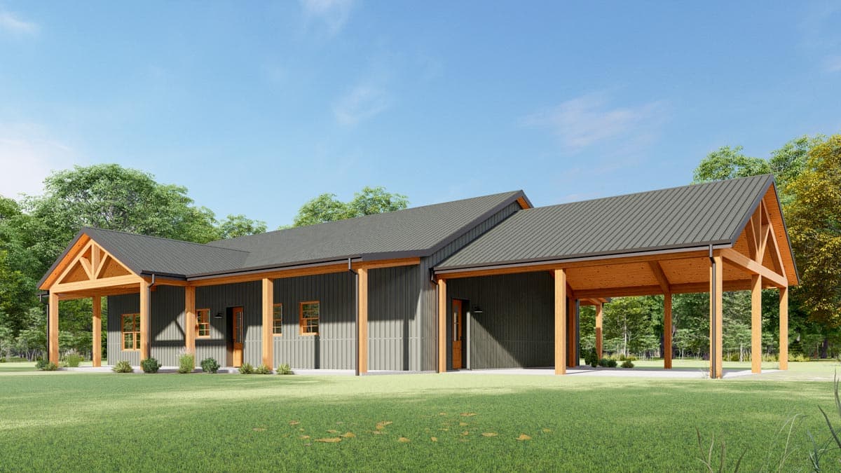 Plan 777061MTL: 1925 Square Foot Ranch with Metal Exterior and a Carport - Image #6 - Mountain, Northwest, Rustic