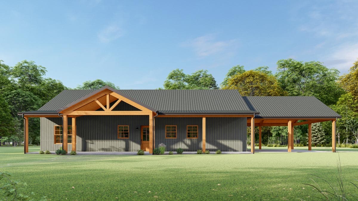 Plan 777061MTL: 1925 Square Foot Ranch with Metal Exterior and a Carport - Image #7 - Mountain, Northwest, Rustic