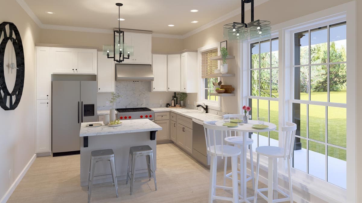 Plan 25030DH: Barndominium Style 2-Bed House Plan with Nearly 1300 Square Feet of Living and Garage Space - Image #8 - Cottage, Country, Farmhouse, Ranch, Traditional