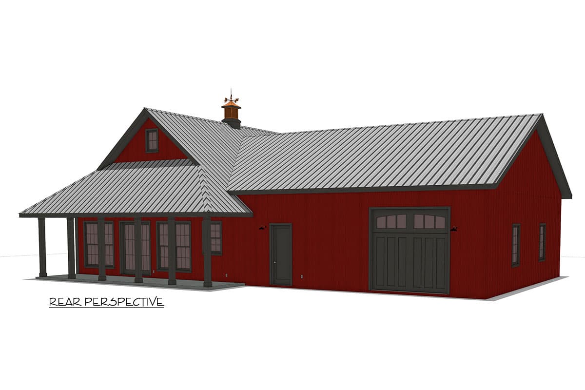 Plan 25030DH: Barndominium Style 2-Bed House Plan with Nearly 1300 Square Feet of Living and Garage Space - Image #17 - Cottage, Country, Farmhouse, Ranch, Traditional