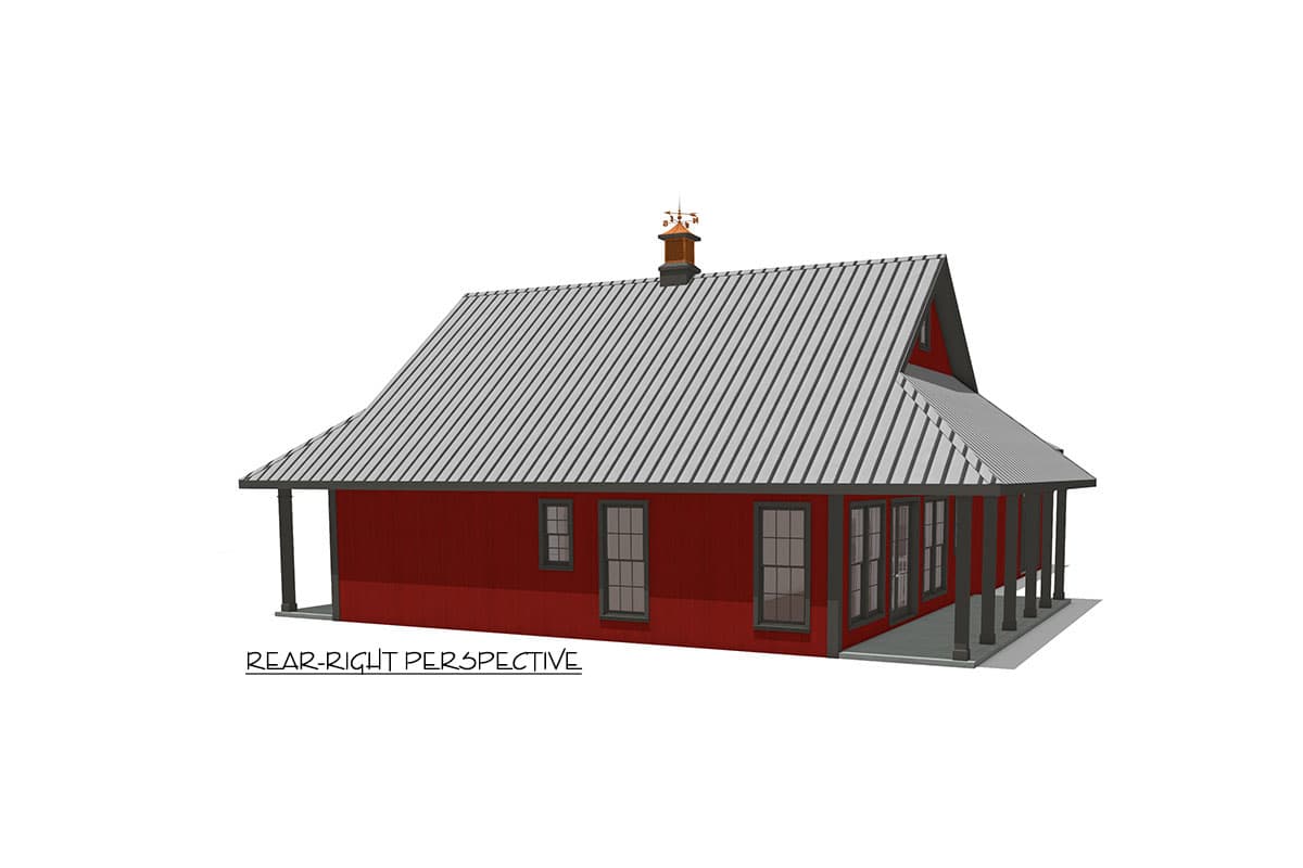 Plan 25030DH: Barndominium Style 2-Bed House Plan with Nearly 1300 Square Feet of Living and Garage Space - Image #18 - Cottage, Country, Farmhouse, Ranch, Traditional