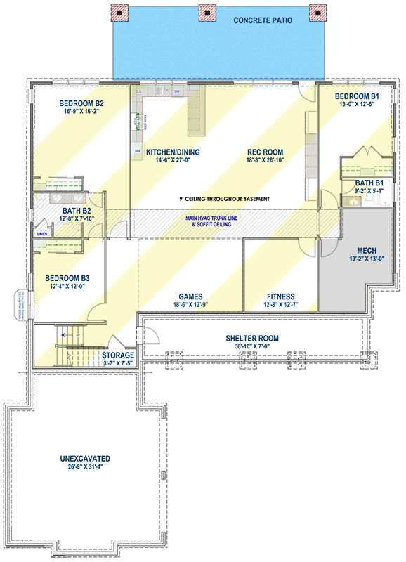 Plan 64535SC: Traditional Lake House Plan with Screened Deck and Option to Finish Basement - Floor Plan - Optional Finished Lower Level - Country, Farmhouse, Modern Farmhouse, Rustic, Traditional