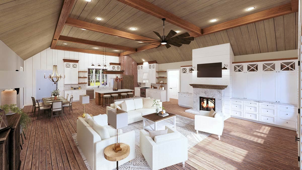 Plan 25031DH: 3-Bed Barndomium-Style Farmhouse Plan with Vaulted Living - 2460 Sq Ft - Image #6 - Barndominium, Country, Farmhouse, Modern Farmhouse, Rustic, Traditional