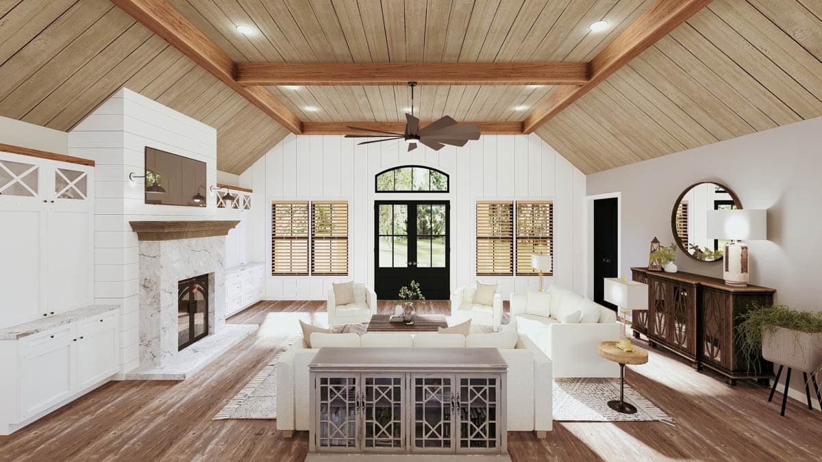 Plan 25031DH: 3-Bed Barndomium-Style Farmhouse Plan with Vaulted Living - 2460 Sq Ft - Image #7 - Barndominium, Country, Farmhouse, Modern Farmhouse, Rustic, Traditional