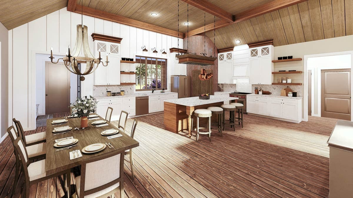 Plan 25031DH: 3-Bed Barndomium-Style Farmhouse Plan with Vaulted Living - 2460 Sq Ft - Image #8 - Barndominium, Country, Farmhouse, Modern Farmhouse, Rustic, Traditional