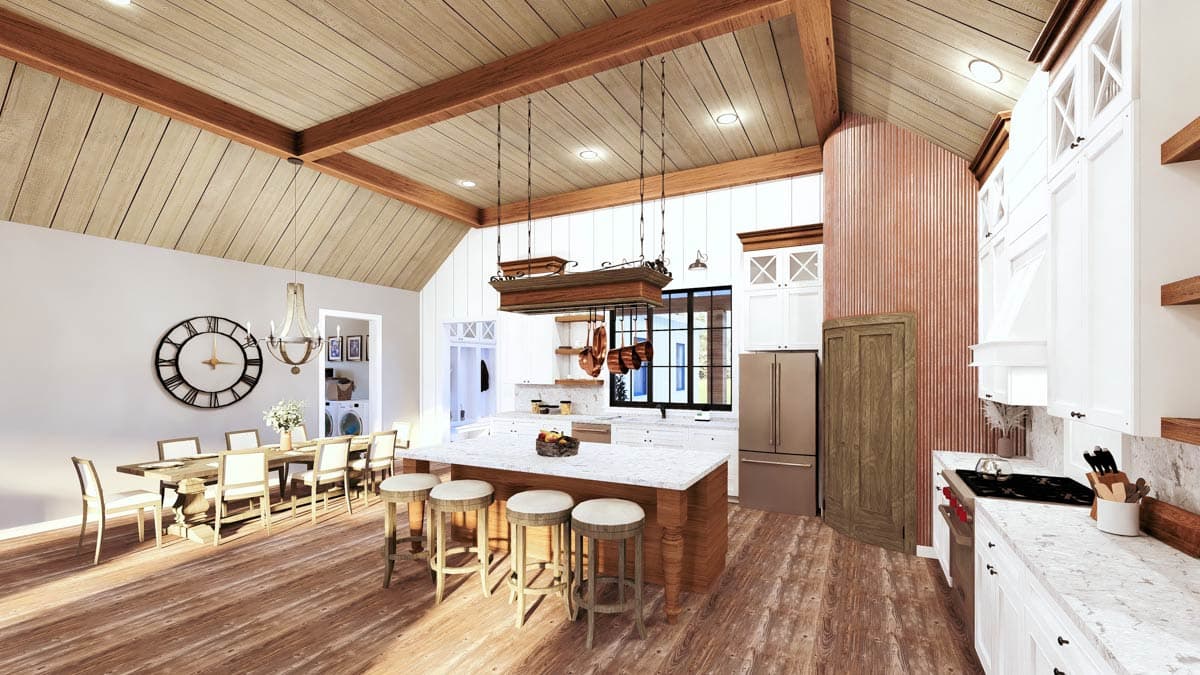 Plan 25031DH: 3-Bed Barndomium-Style Farmhouse Plan with Vaulted Living - 2460 Sq Ft - Image #9 - Barndominium, Country, Farmhouse, Modern Farmhouse, Rustic, Traditional