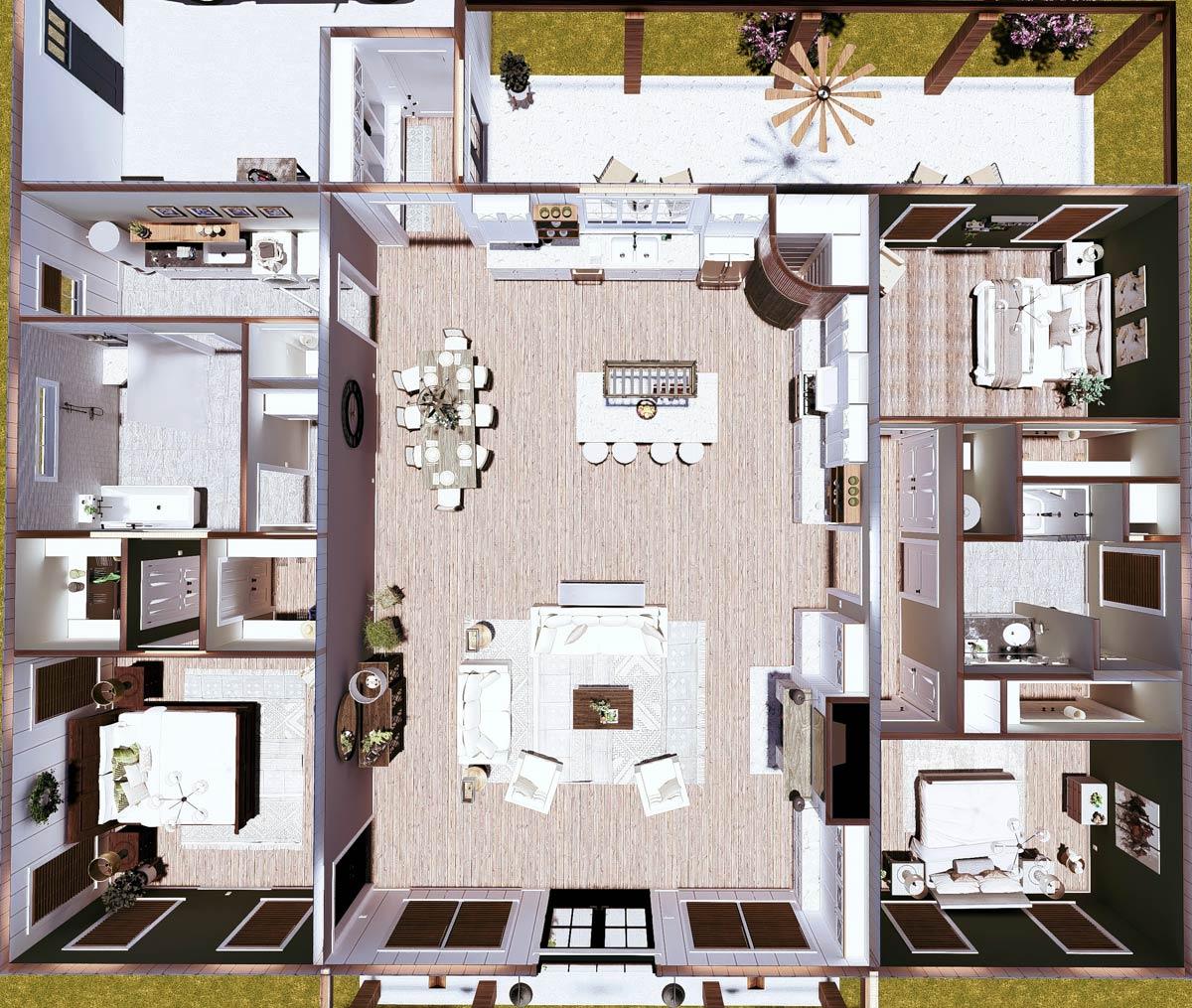 Plan 25031DH: 3-Bed Barndomium-Style Farmhouse Plan with Vaulted Living - 2460 Sq Ft - Image #19 - Barndominium, Country, Farmhouse, Modern Farmhouse, Rustic, Traditional