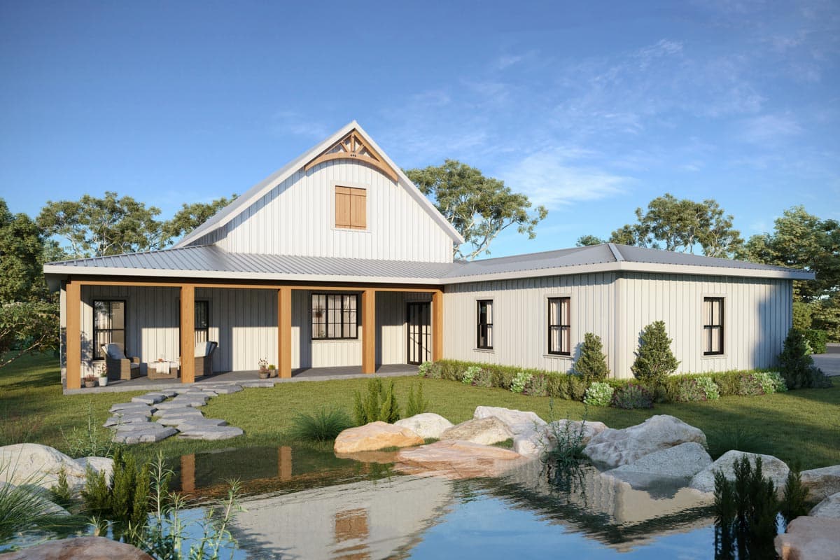 Plan 25031DH: 3-Bed Barndomium-Style Farmhouse Plan with Vaulted Living - 2460 Sq Ft - Image #5 - Barndominium, Country, Farmhouse, Modern Farmhouse, Rustic, Traditional