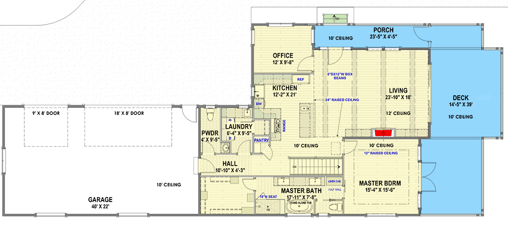 Plan 64536SC: 3-Bed Ranch for Front Sloping Lot - Floor Plan - Main Level - Mountain, Ranch, Rustic, Traditional