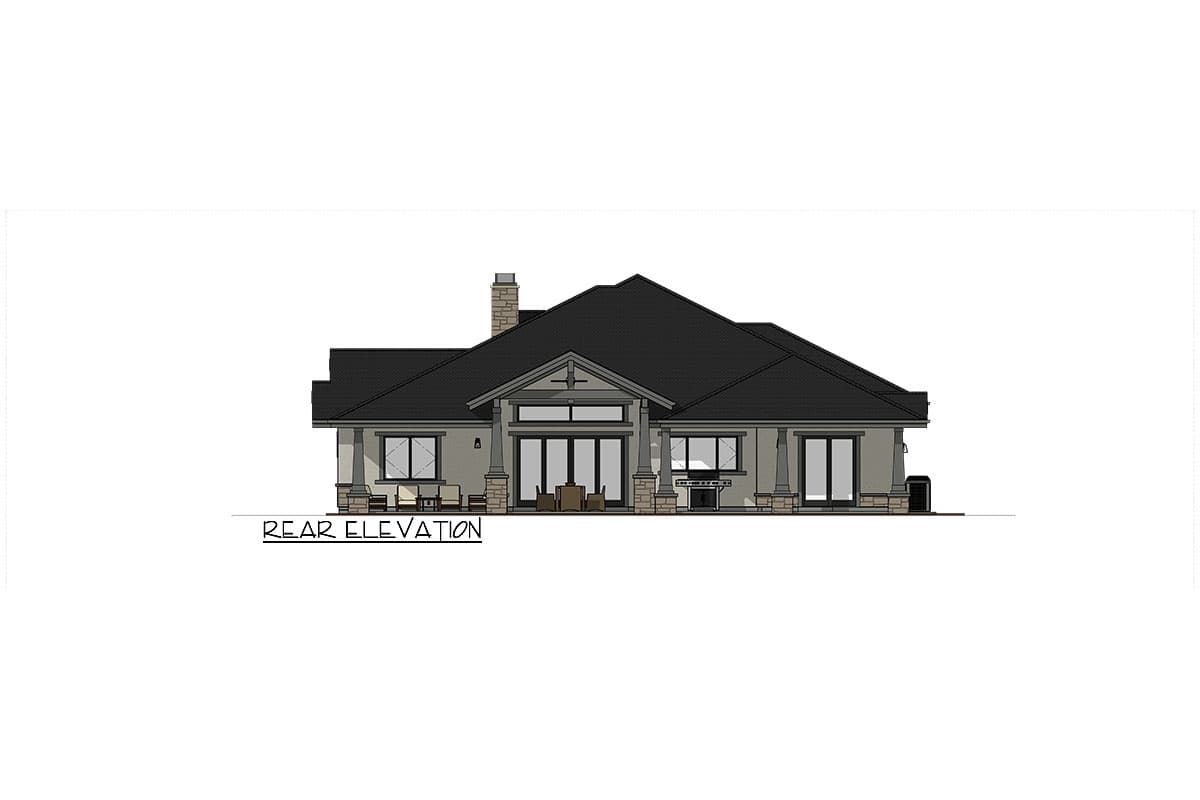 Plan 64537SC: 3-Bed Rustic Ranch Plan with Exposed Beams Defining the Living Spaces - Image #18 - Mountain, Prairie, Ranch, Rustic