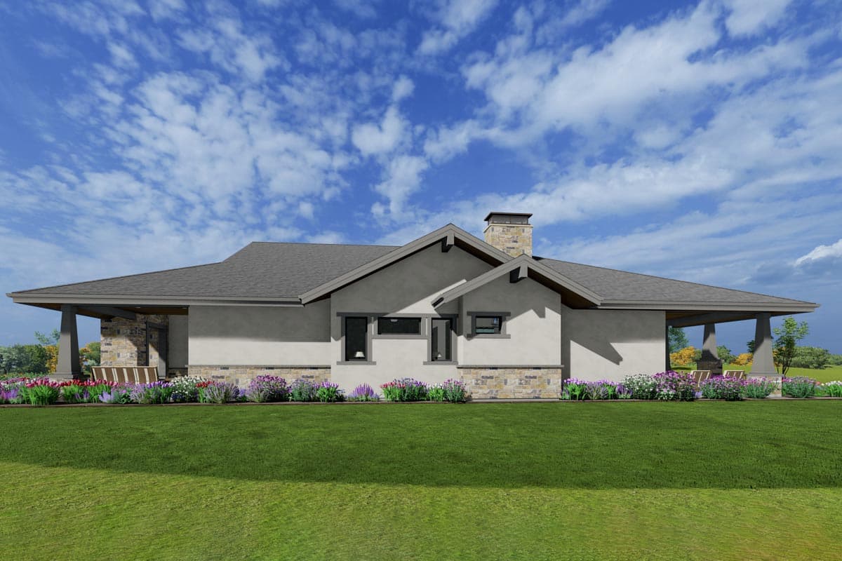 Plan 64537SC: 3-Bed Rustic Ranch Plan with Exposed Beams Defining the Living Spaces - Image #8 - Mountain, Prairie, Ranch, Rustic