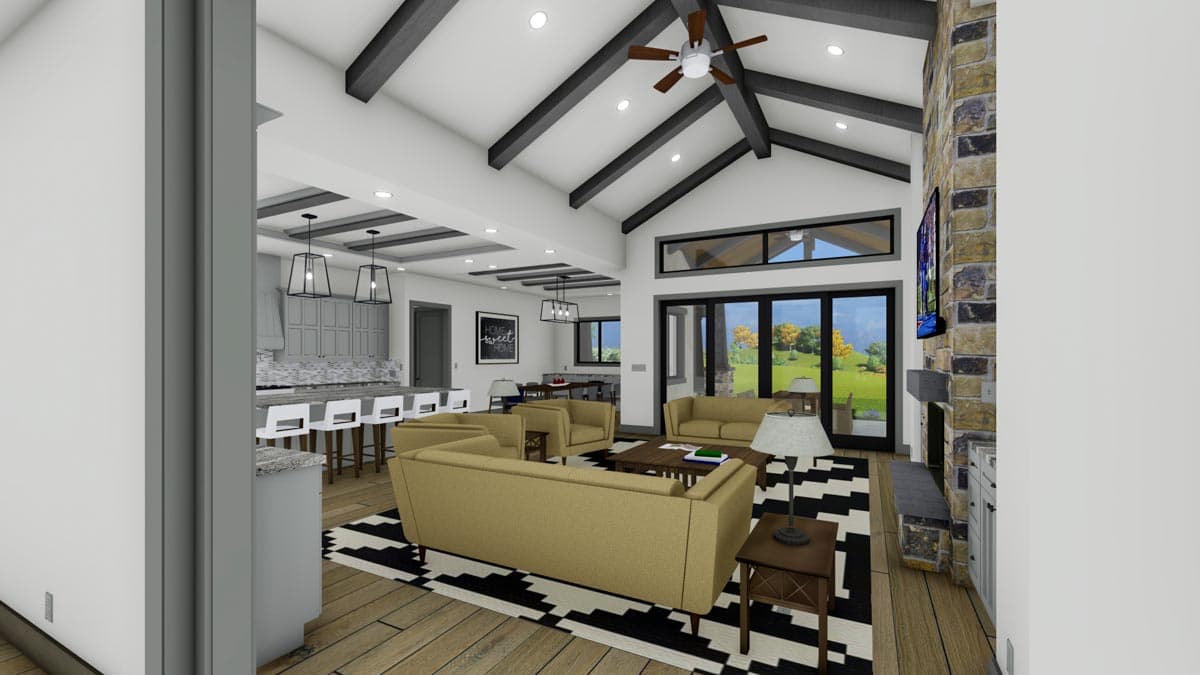Plan 64537SC: 3-Bed Rustic Ranch Plan with Exposed Beams Defining the Living Spaces - Image #10 - Mountain, Prairie, Ranch, Rustic