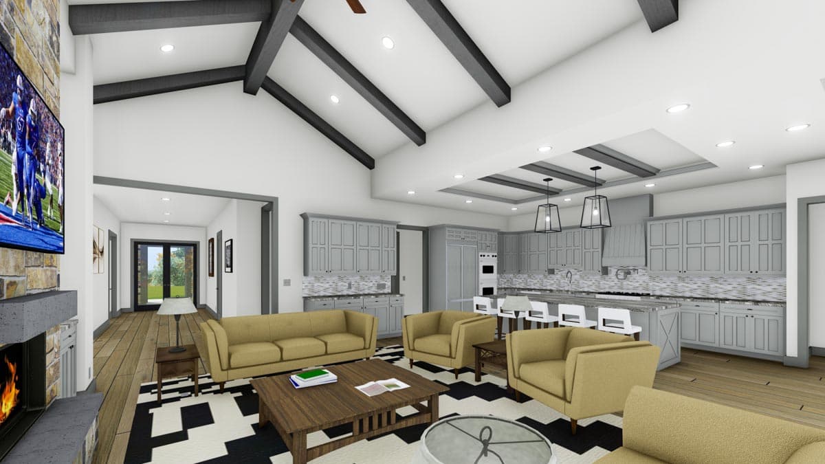 Plan 64537SC: 3-Bed Rustic Ranch Plan with Exposed Beams Defining the Living Spaces - Image #11 - Mountain, Prairie, Ranch, Rustic