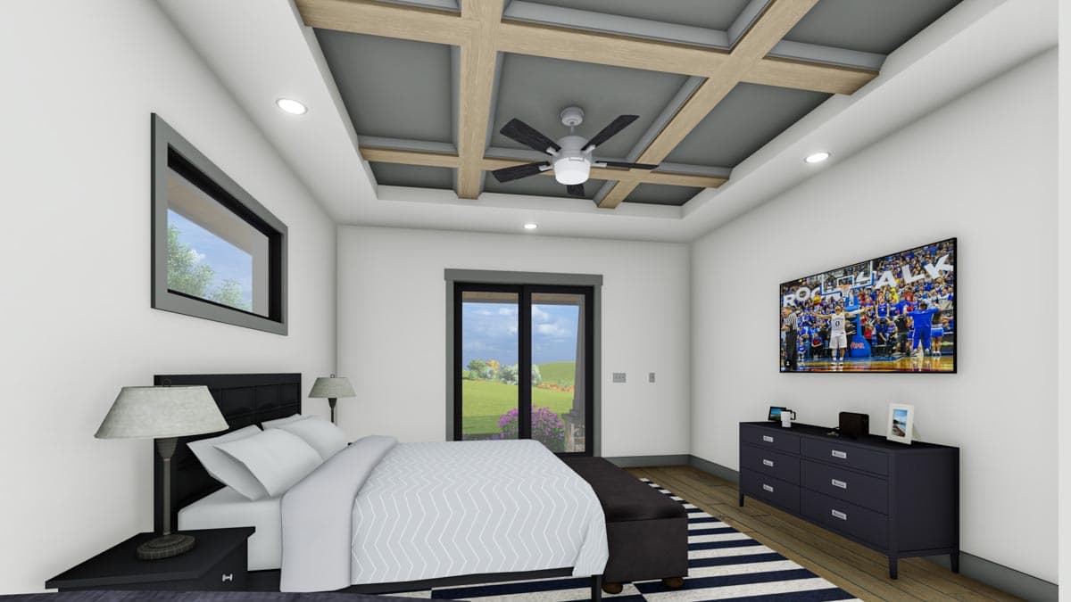 Plan 64537SC: 3-Bed Rustic Ranch Plan with Exposed Beams Defining the Living Spaces - Image #13 - Mountain, Prairie, Ranch, Rustic