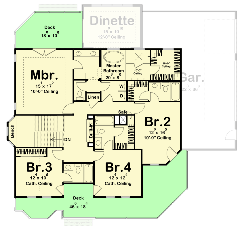 Plan 623240DJ: Contemporary Victorian House Plan Under 3200 Square Feet with 4 Ensuite Bedrooms - Floor Plan - 2nd Floor - Country, Traditional, Victorian