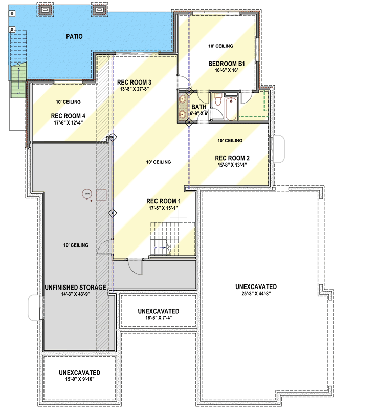 Plan 64538SC: 3-Bed Ranch with Walkout Basement and 4-Car Garage - Floor Plan - Optional Lower Level - Contemporary, Mountain, Prairie, Ranch, Rustic