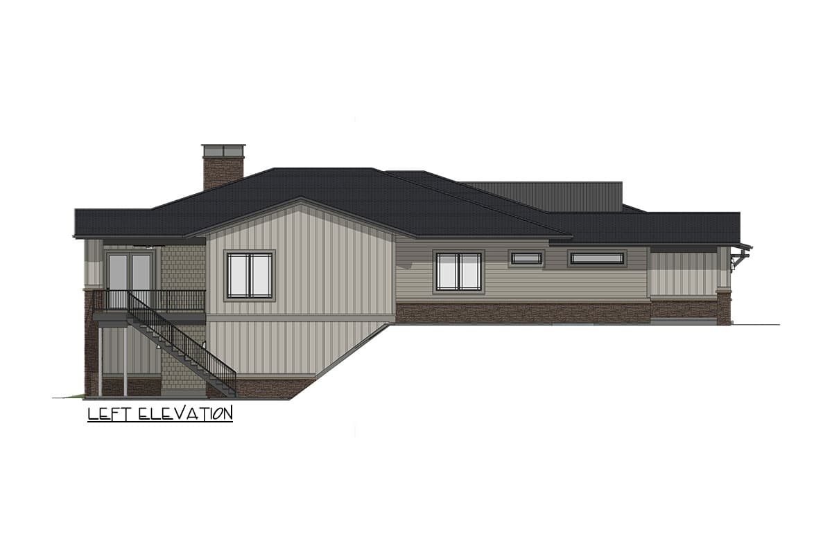 Plan 64538SC: 3-Bed Ranch with Walkout Basement and 4-Car Garage - Image #12 - Contemporary, Mountain, Prairie, Ranch, Rustic