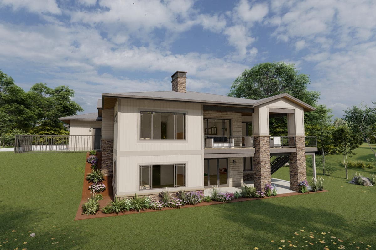 Plan 64538SC: 3-Bed Ranch with Walkout Basement and 4-Car Garage - Image #6 - Contemporary, Mountain, Prairie, Ranch, Rustic