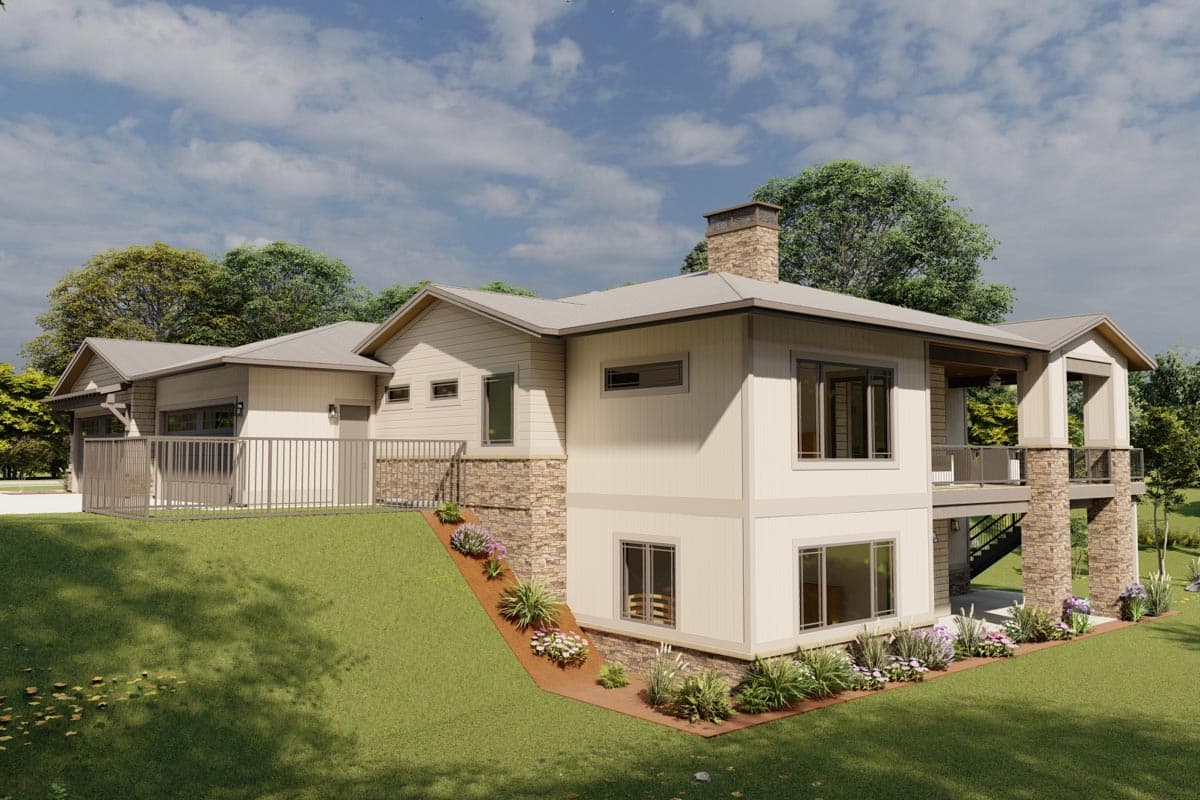 Plan 64538SC: 3-Bed Ranch with Walkout Basement and 4-Car Garage - Image #7 - Contemporary, Mountain, Prairie, Ranch, Rustic