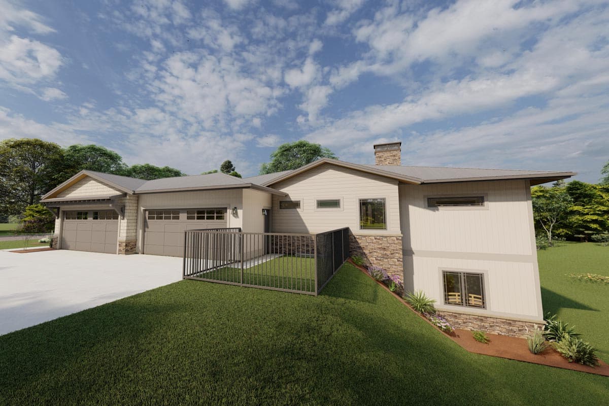 Plan 64538SC: 3-Bed Ranch with Walkout Basement and 4-Car Garage - Image #8 - Contemporary, Mountain, Prairie, Ranch, Rustic