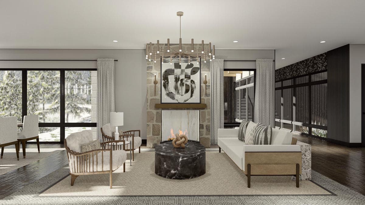 Plan 623241DJ: Modern House Plan Under 4100 Square Feet with 4 Bedrooms and a Hidden Room Upstairs - Image #6 - Contemporary, Mid Century Modern, Modern, Mountain, Northwest