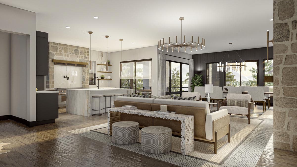 Plan 623241DJ: Modern House Plan Under 4100 Square Feet with 4 Bedrooms and a Hidden Room Upstairs - Image #7 - Contemporary, Mid Century Modern, Modern, Mountain, Northwest