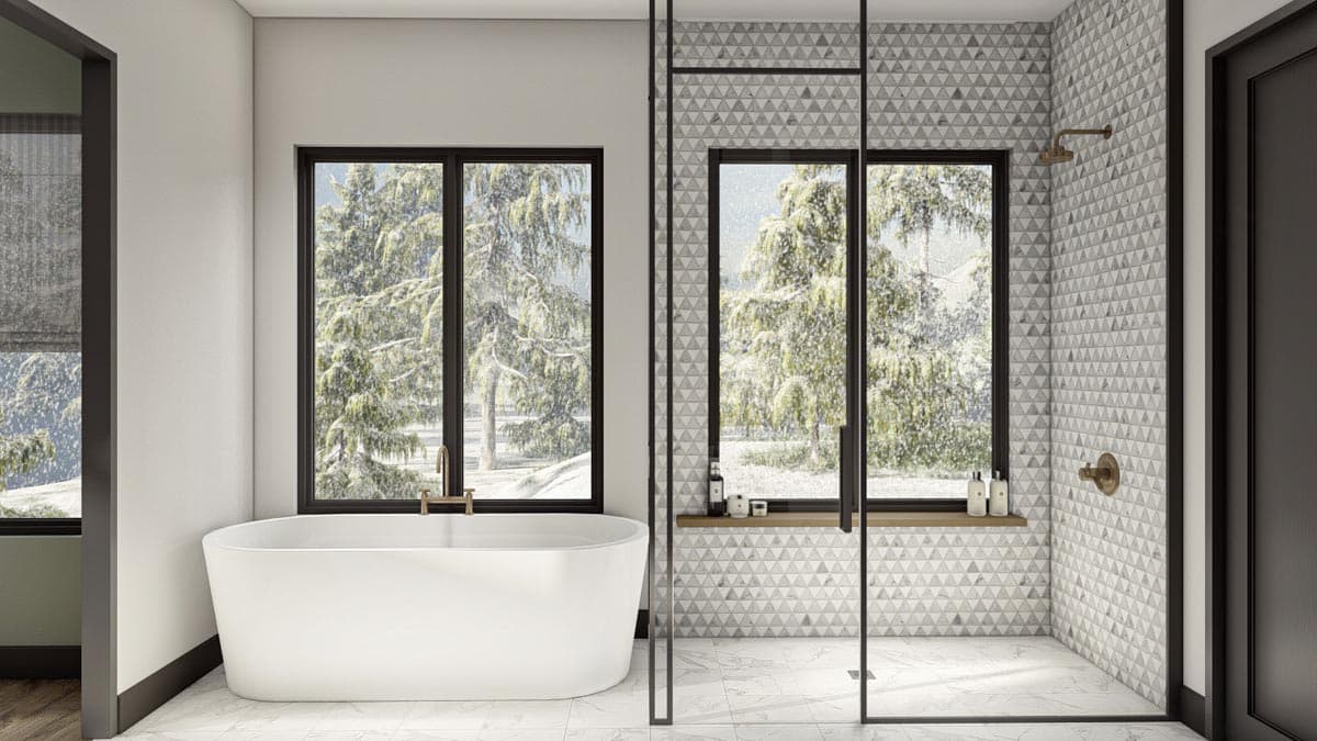 Plan 623241DJ: Modern House Plan Under 4100 Square Feet with 4 Bedrooms and a Hidden Room Upstairs - Image #13 - Contemporary, Mid Century Modern, Modern, Mountain, Northwest