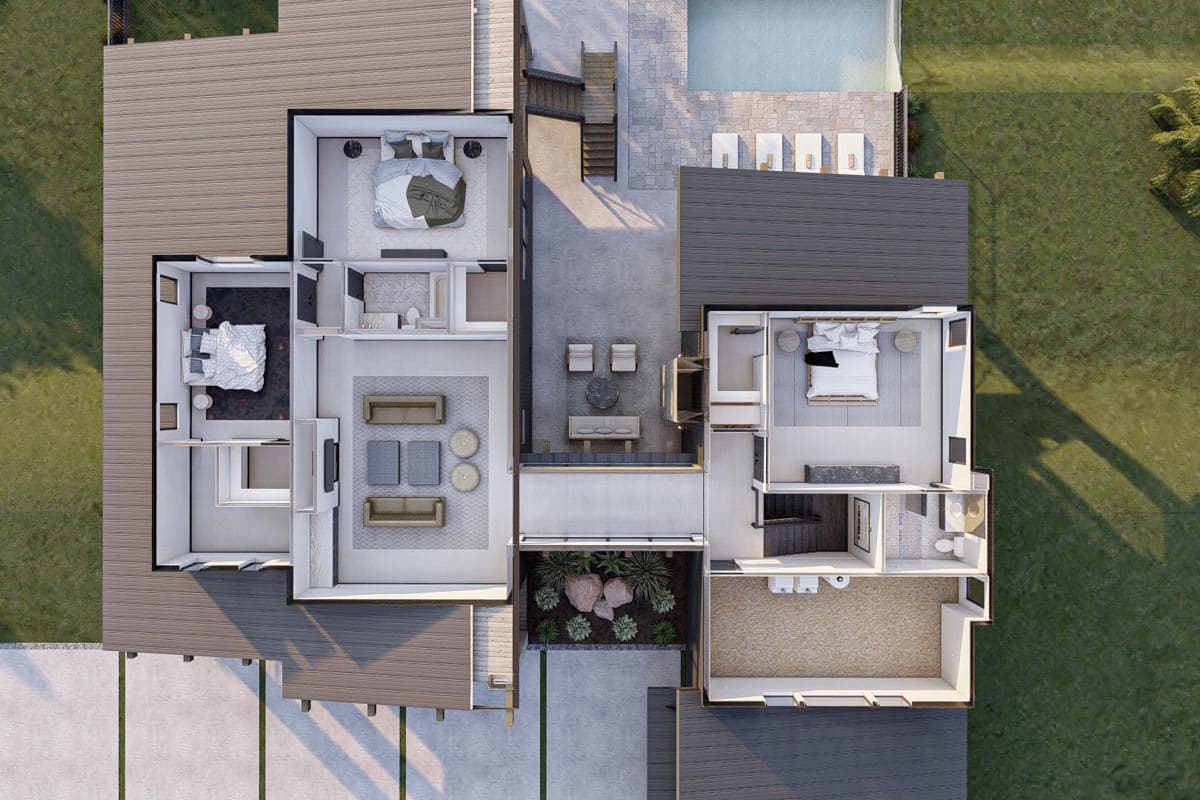 Plan 623241DJ: Modern House Plan Under 4100 Square Feet with 4 Bedrooms and a Hidden Room Upstairs - Image #25 - Contemporary, Mid Century Modern, Modern, Mountain, Northwest