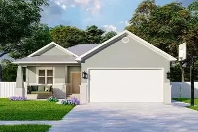 3 Bed Country Cottage Under 1600 Square Feet with Stucco and Brick Exterior