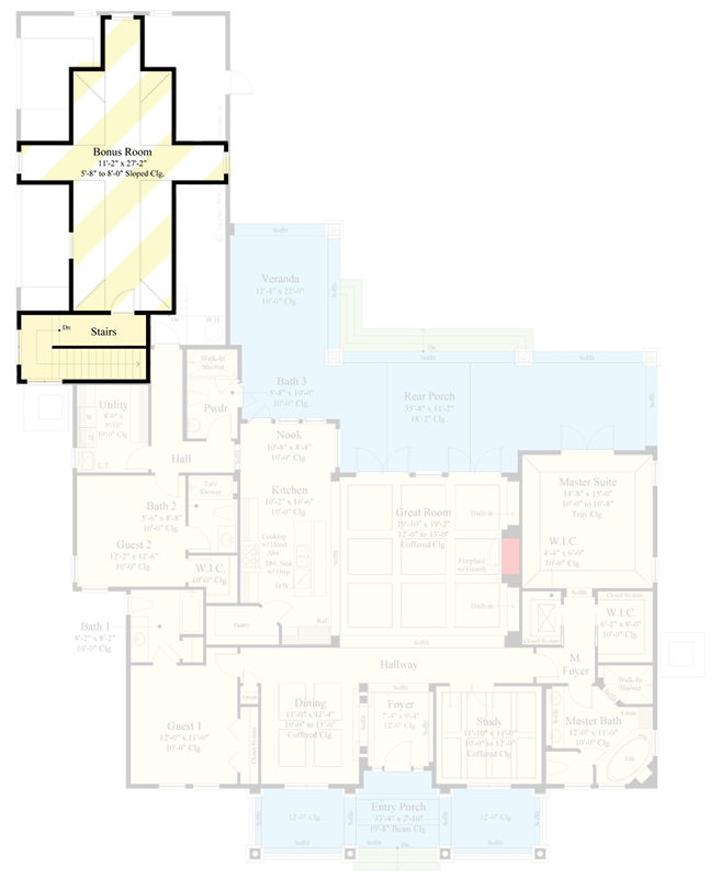 Plan 340120STR: 3 Bed and 4 Bath Modern Farmhouse Under 2600 Square Feet - Floor Plan - 2nd Floor - Country, Farmhouse, Modern Farmhouse, Southern