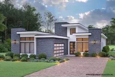 3-Bed Mid-Century Modern House Plan Under 2500 Square Feet with Outdoor Kitchen