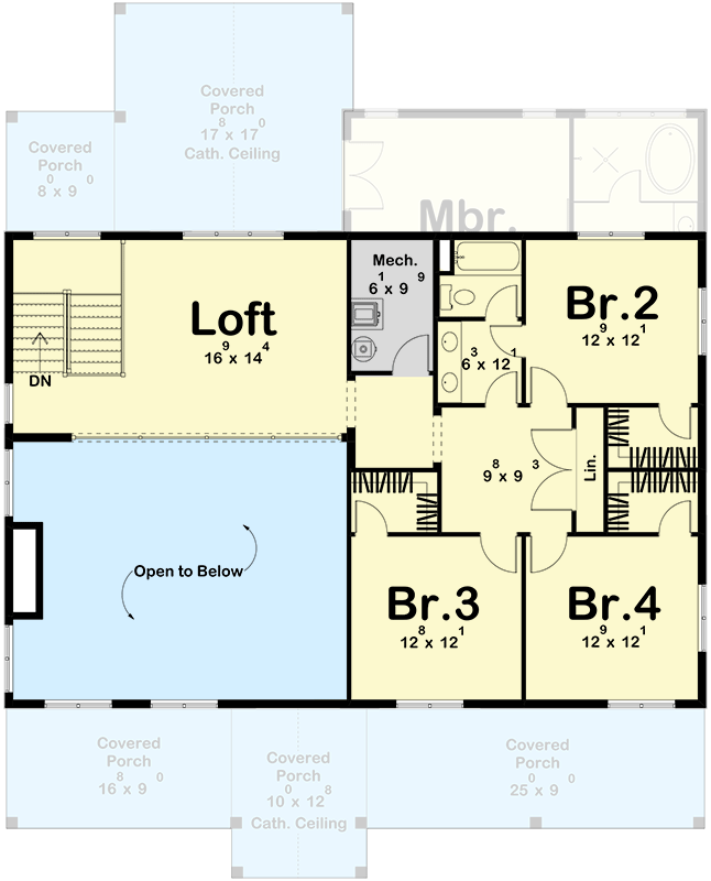 Plan 623242DJ: Barndominium-Style House Plan with Home Office and 4 Bedrooms - Floor Plan - 2nd Floor - Barndominium, Country, Farmhouse, Modern Farmhouse, New American, Rustic