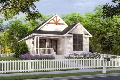 2 Bed House Plan Under 1000 Square Feet with Open and Vaulted Interior