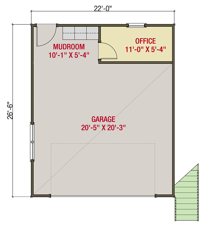 Plan 50223PH: 623 Square Foot ADU with Home Office - Floor Plan - Main Level - Carriage, Craftsman, Traditional