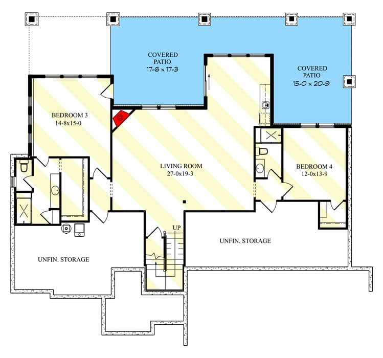 Plan 95202RW: 2314 Square Foot Mountain Craftsman House Plan with Abundant Outdoor Space in Back - Floor Plan - Optionally Finished Walkout Foundation - Contemporary, Craftsman, Mountain, New American, Northwest, Ranch