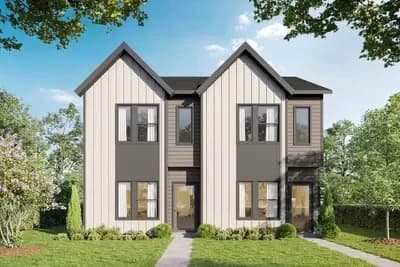 Transitional Duplex House Plan with 1329 Square Foot 3 Bed Units