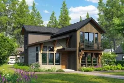 Rustic Mountain House Plan with Rear Entry Garage - 2087 Sq Ft