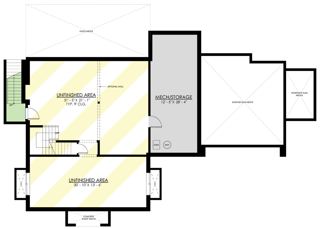 Plan 270074AF: Transitional 4-Bed Home Plan with Workshop and Flex Room - Floor Plan - Unfinished Basement