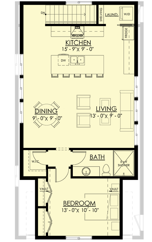 Plan 270076AF: 875 Square Foot Modern Farmhouse Style Garage Apartment - Floor Plan - 2nd Level ADU Apartment (875 Square Feet) - Carriage, Craftsman, Modern Farmhouse, New American, Traditional