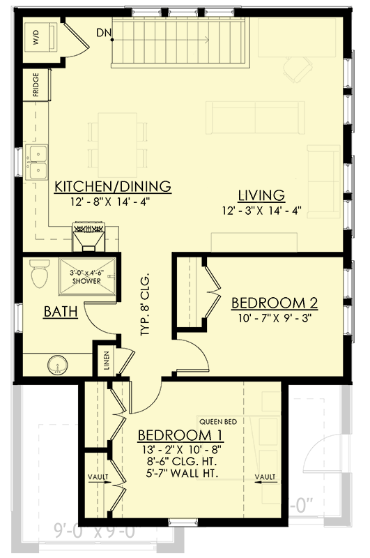 Plan 270077AF: 890 Square Foot 2-Bed Garage Apartment with Open Concept Living - Floor Plan - 2nd Floor - Carriage, Country, Craftsman, New American, Traditional