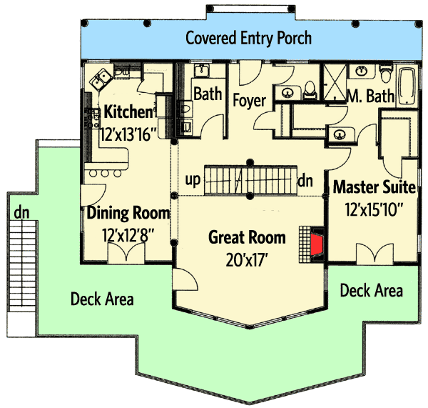 Plan 35165GH: Mountain or Lake House Plan Great Views to the Back - Floor Plan - Main Level - Contemporary, Mountain, Northwest, Rustic, Vacation