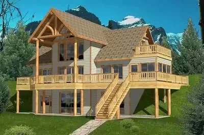 Mountain House Plan for a Rear Sloping Lot - 2272 Sq Ft