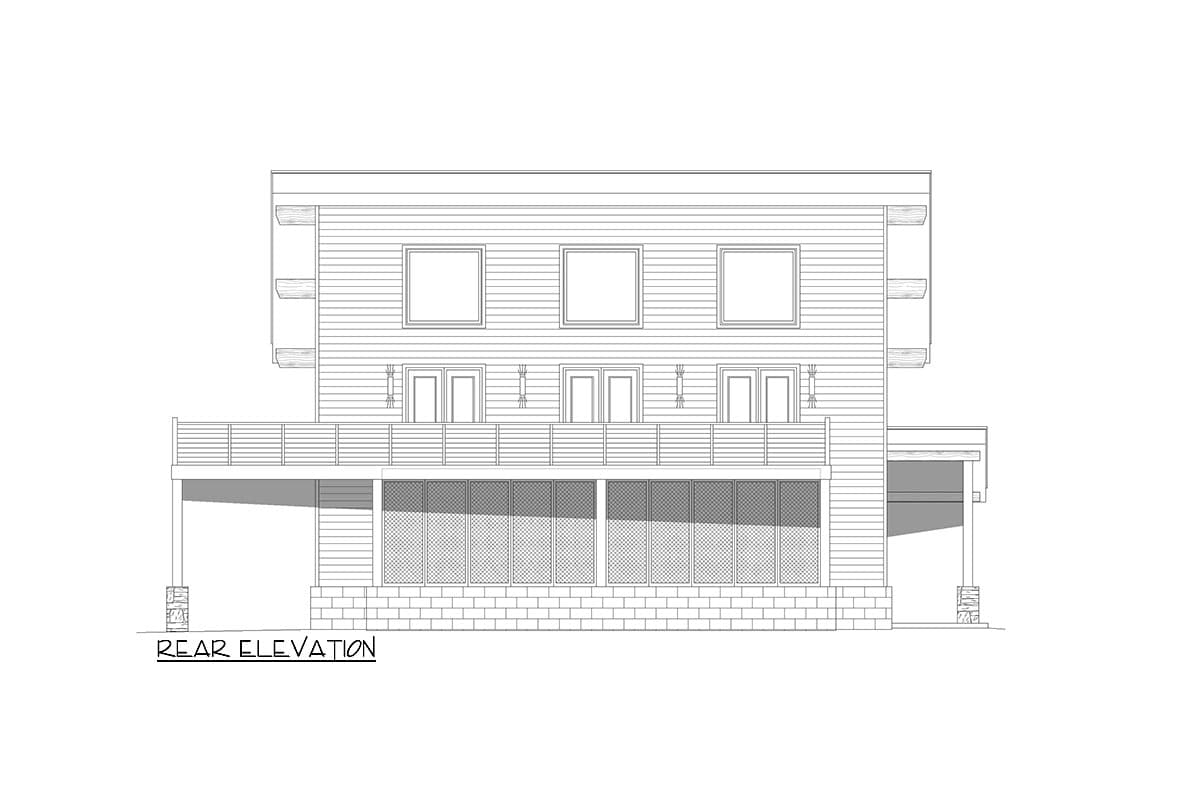 Plan 680127VR: Modern Lake House Plan with Ladder-Accessible Loft and a Wraparound Deck - Image #5 - Contemporary, Modern