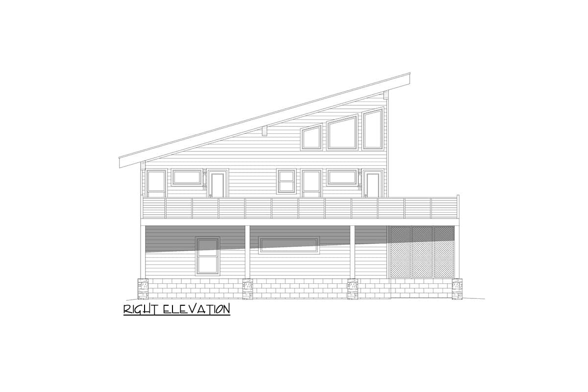 Plan 680127VR: Modern Lake House Plan with Ladder-Accessible Loft and a Wraparound Deck - Image #6 - Contemporary, Modern