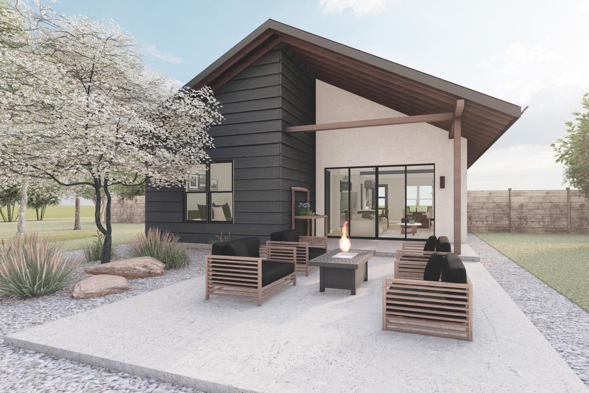 Plan 380000ASH: Open Concept 1265 Square Foot Modern Cabin with 2 Bedrooms - Image #7 - Cabin, Cottage, Mid Century Modern, New American