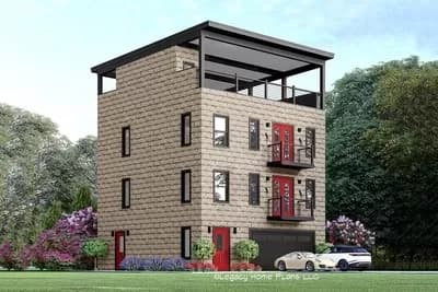 3-Story 30-Foot-Wide House Plan with Rooftop Deck