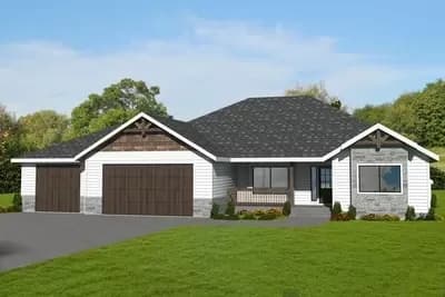 Ranch Style Home Plan with 3-Car Garage