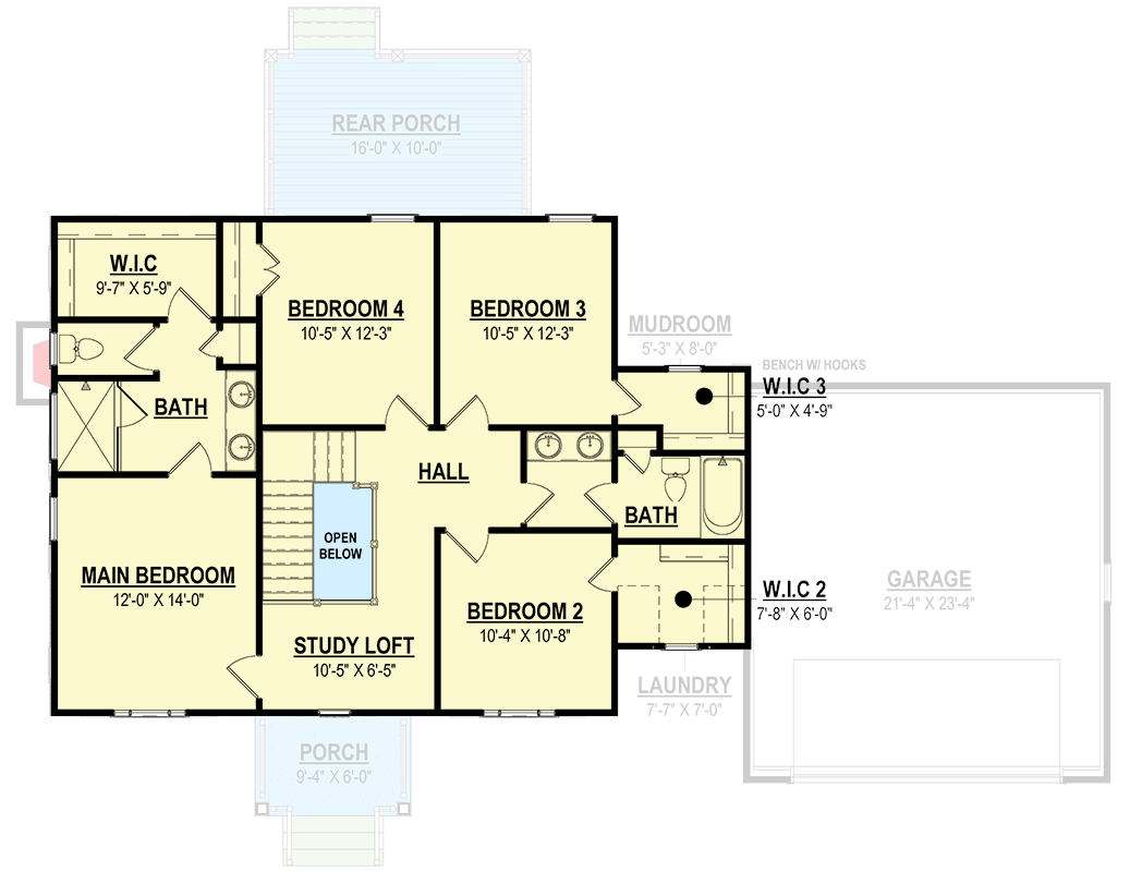 Plan 83641CRW: 2-Story Cape Cod Home Plan with Formal Dining Room and Den - Floor Plan - 2nd Floor - Cape Cod, Country, Shingle, Traditional