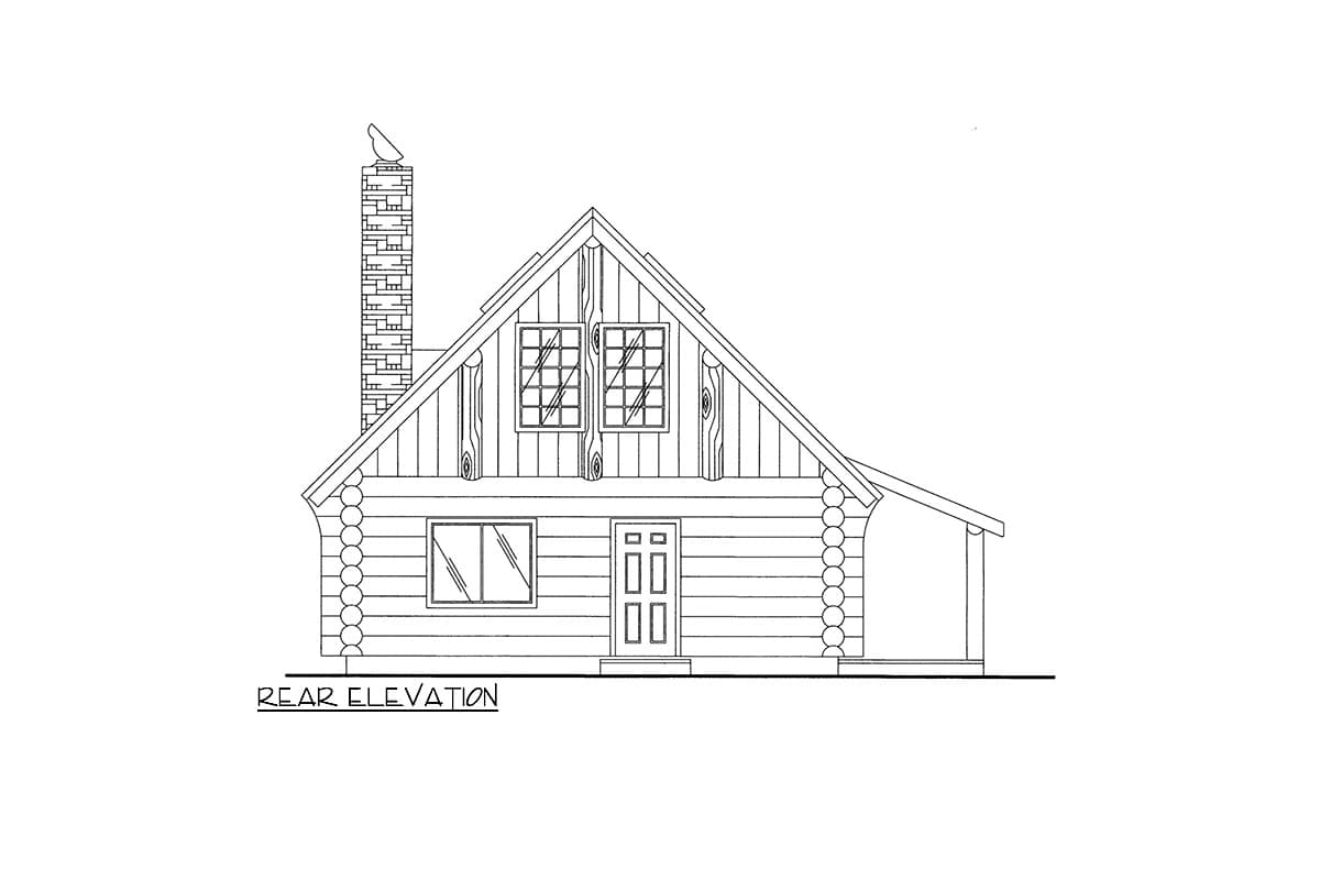 Plan 350025GH: 1-Bed Log Cabin with Loft and Wraparound Porch - 1340 Sq Ft - Image #4 - Cabin, Country, Log Cabin, Mountain, Rustic