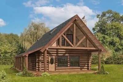 1-Bed Log Cabin with Loft and Wraparound Porch - 1340 Sq Ft